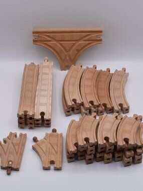 Lot of 35 Genuine Thomas Wooden Tracks Railway Trains Ascending Switch Curved